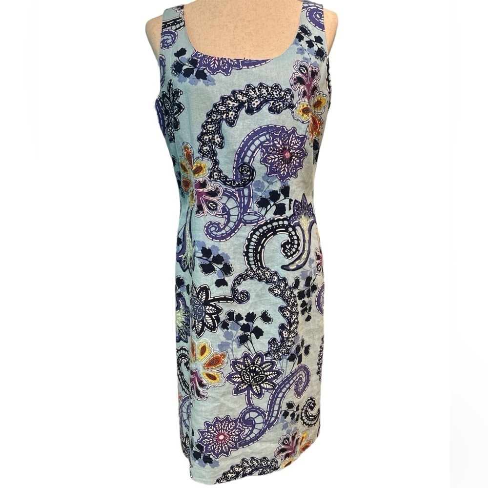 Willow Glenn Linen Beaded Floral Dress Size 10